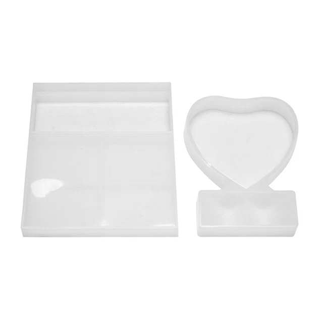 2 piezas de molde de resina para moldes epoxi de silicona rectangulares y en forma de corazón para CastiR3