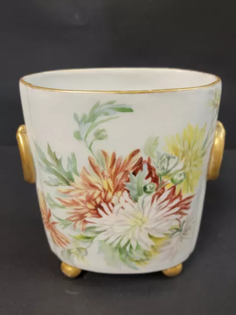 Vintage Guerin Limoges Porcelain Hp Cachepot Vase Desk Cache Pot