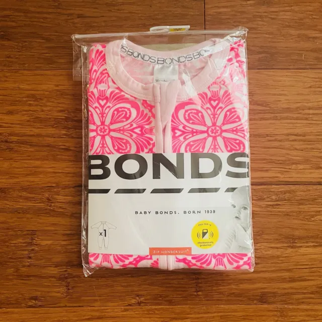 Bonds Baby Marakesh Pink Long Zip Wondersuit Size 2 BNIP Zippy