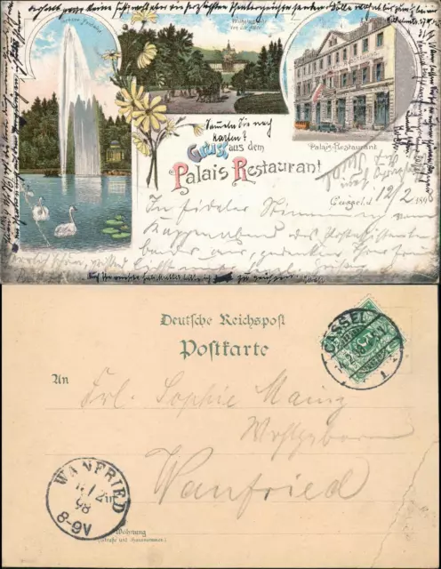 Ansichtskarte Litho AK Kassel 3 Bild: Gruss aus Palais-Restaurant 1898