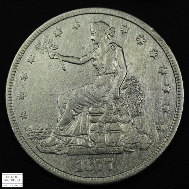1877 S Trade Silver Dollar $1 - Scratch