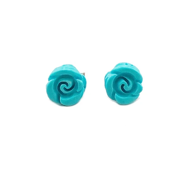 Boucles D'oreilles Pendantes Gitantes En Argent 800 Et Aulite Naturelle Turquoise - Neuf Vintage