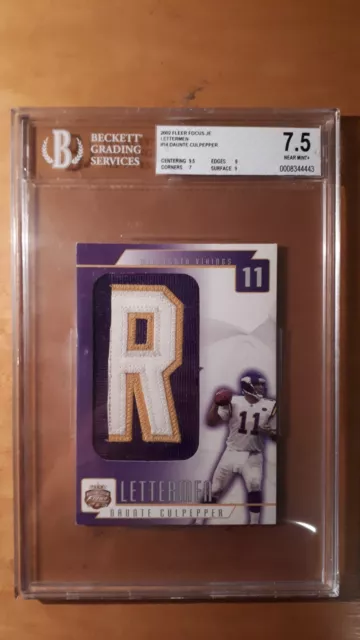 2002 Fleer Focus Lettermen Daunte Culpepper Gu Letter Patch "R" 1/1  Bgs 7.5