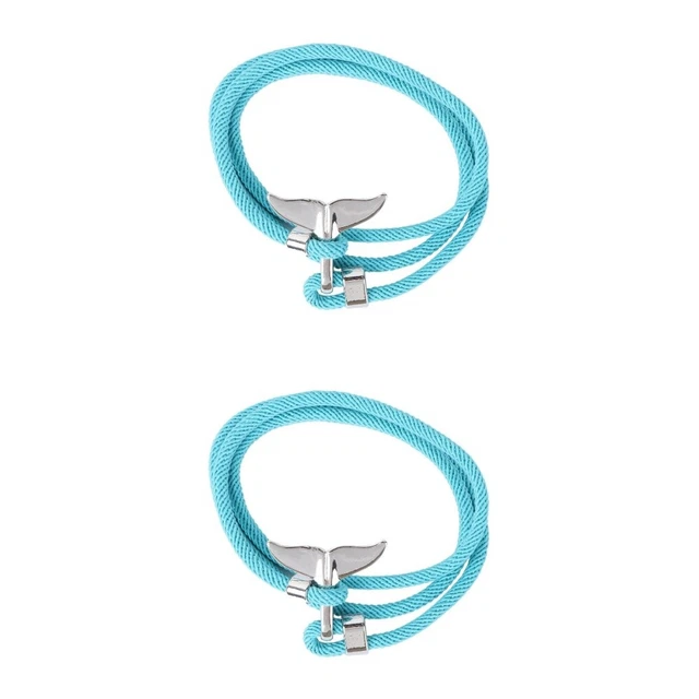 2 Pc Nautical Braided Bracelet Whale Tail Bracelet Couple Bracelet Mermaid