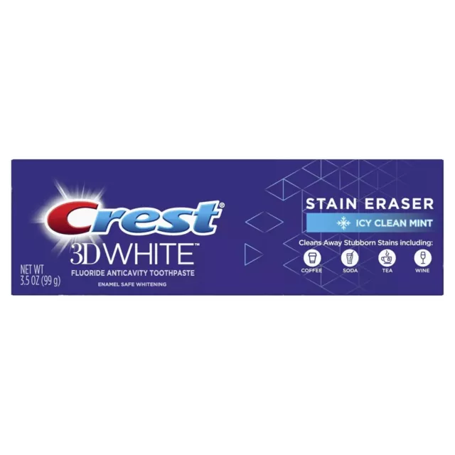 Crest 3D White Tache Gomme à Effacer Dentifrice, Icy Menthe, 99 G