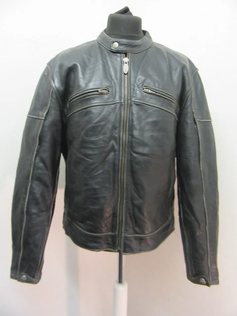 Giacca Moto Cafe Racer Vintage Anni '90 River Road Pesante In Pelle Taglia 46