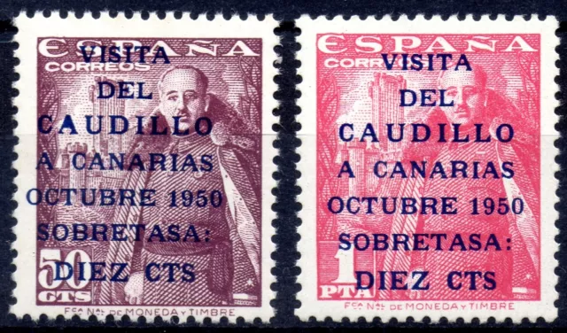 España 1088/89 Año 1951 Visita Caudillo Canarias Correo Nuevo Sin Fijasellos Mnh