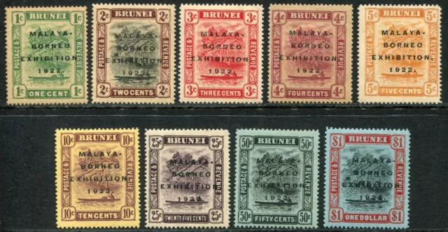 Brunei 1922 Exhibition 1c-$1 SG 51-59 hinged mint (cat. £286) light toning