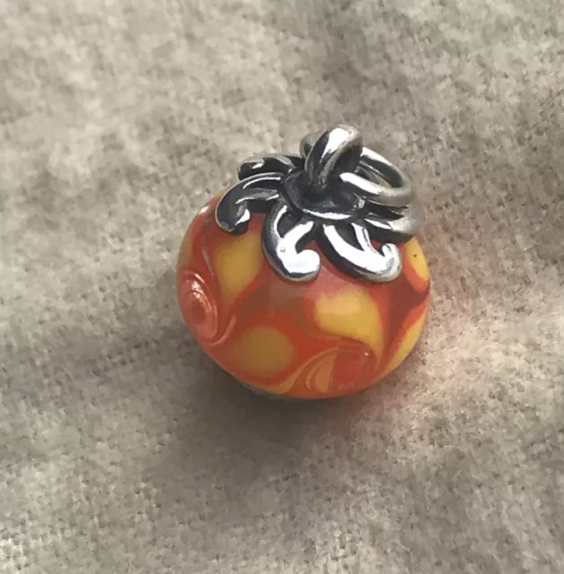 James Avery Summer Sun Finial Orange Yellow Swirl Glass Charm