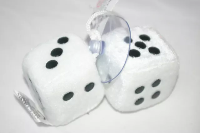 Fuzzy-Dice Auto Plüschwürfel, Würfel WEIß 4x4 cm