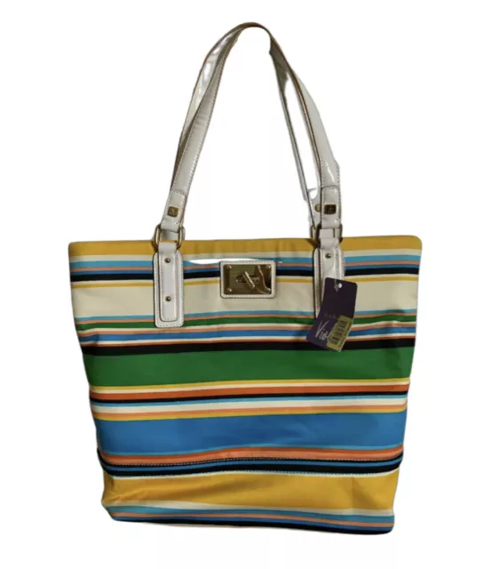 NEW SARAH VIOLET Multi Color Stripe Handbag Bag