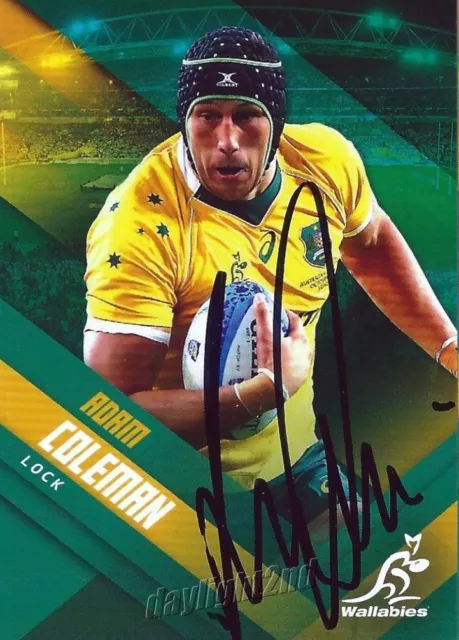 ✺Signed✺ 2017 WALLABIES Rugby Union Card Card ADAM COLEMAN