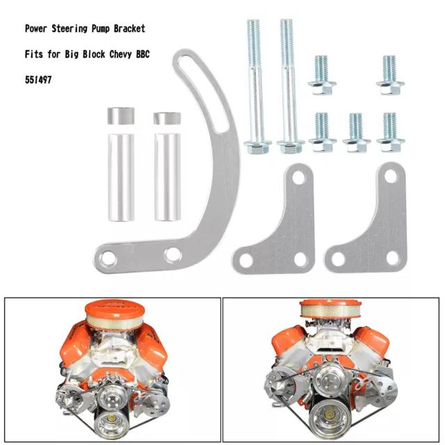 Billet Power Steering Pump Bracket Kit Fit Chevy SBC 305 327 350 Small Block