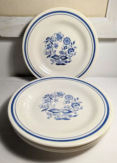 Set of 4 Oxford China Blue Onion 9 1/4" Luncheon Dinner Plates Brazil 7840-2