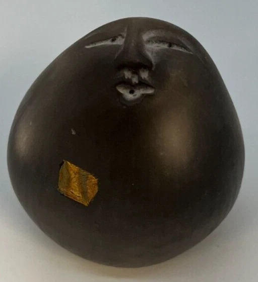 Deva Raku Pottery Spirit Ceremonial Rattle Hollow Face By Nan Emmett