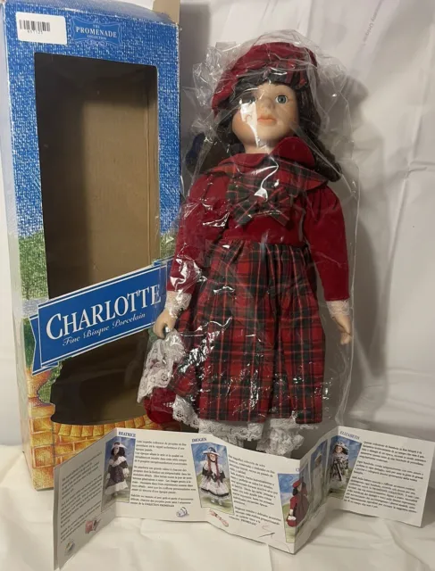 New The Promenade Collection 'Charlotte' Porcelain Doll 40cm Tall- Box & Leaflet