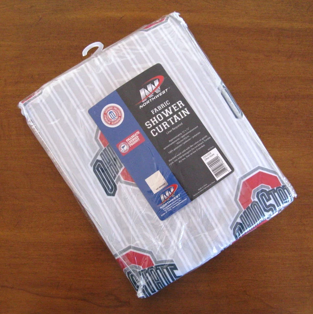 Ohio State Buckeyes Shower Curtain OSU Fabric Gray Stripe 72 X 72 Northwest New