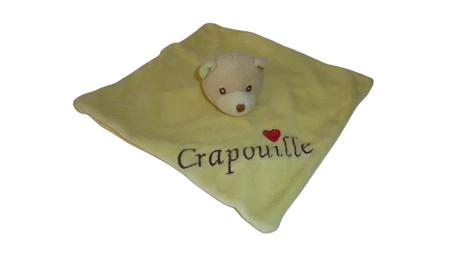 Doudou ours Crapouille plat jaune comme neuf Sandy