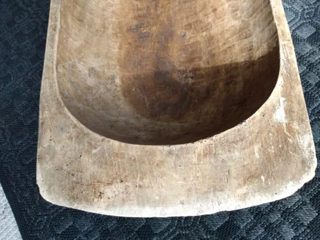 Early 1800s Antique Primitive Hand Hewn Carved Wooden Bread Dough Bowl Trencher 3