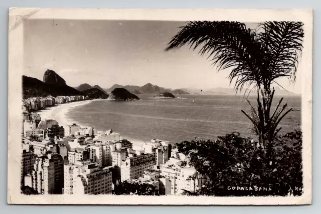 RPPC Aerial View COPACABANA Rio De Janeiro Brasil Coast Brazil Postcard 1960