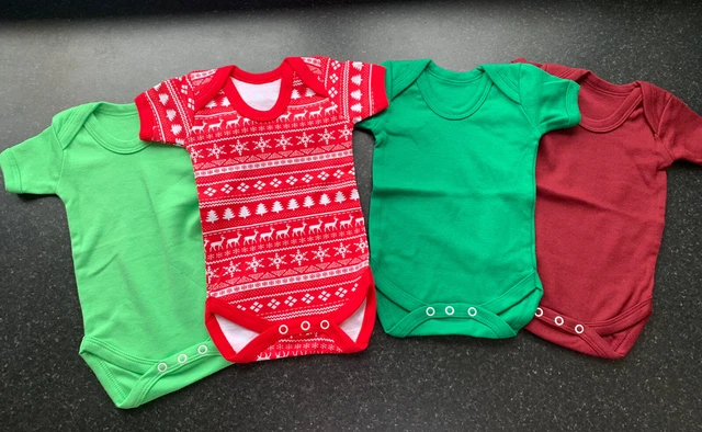baby vest bundle x4 age 0-3 mths baby bodysuit newborn cotton red vests NEW..