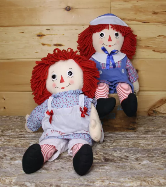 Raggedy Ann and Andy Handmade Aurora Doll Set 2012 Hasbro - 26" Tall Very Nice