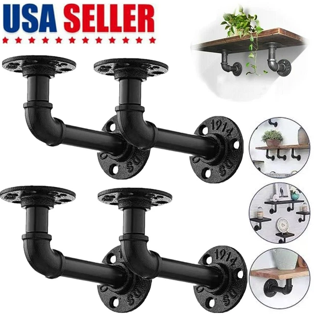 4PCS Industrial DIY Pipe Shelf Bracket For Custom Wall Mount Floating Shelves US