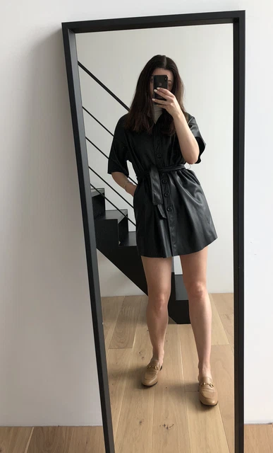 ZARA WOMAN BLACK Faux Leather Belted Jacket Dress Shirt Size L 12.50 - PicClick UK ZARA WOMAN BLACK Faux Leather Belted Jacket Dress Shirt Size L 12.50 - PicClick UK