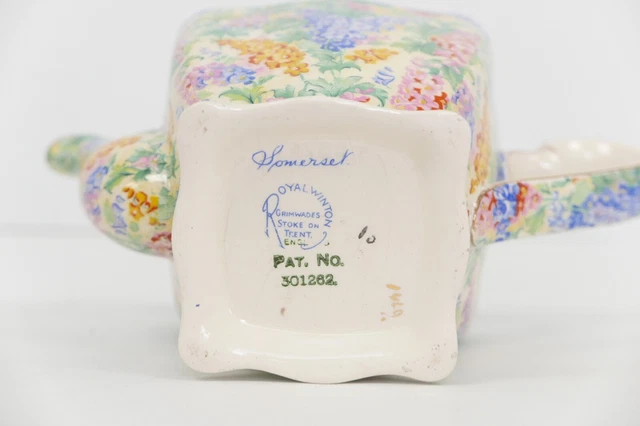 Vintage Royal Winton Grimwades Chintz England SOMERSET Square Tea Pot 3