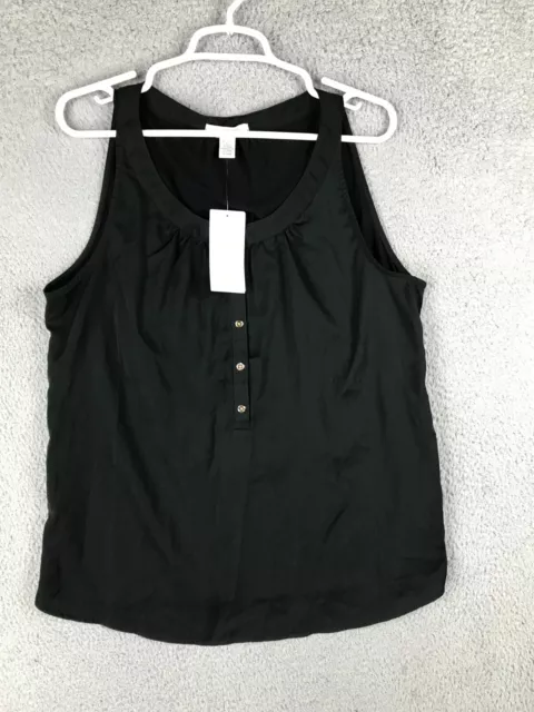 Kenneth Cole Reaction Womens Sleeveless Scoop Neck Black Tank Top Blouse XL NWT