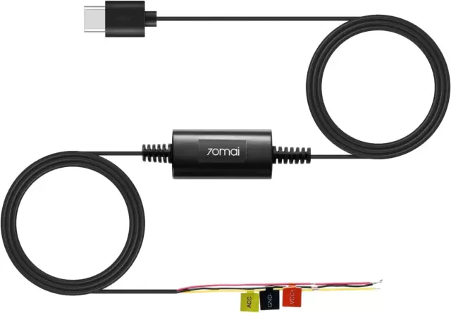 70Mai Kit Cablaggio UP03, Cavo USB-C 10Ft per Dash Cam Auto, 12V-30V a 5V/2.4A,