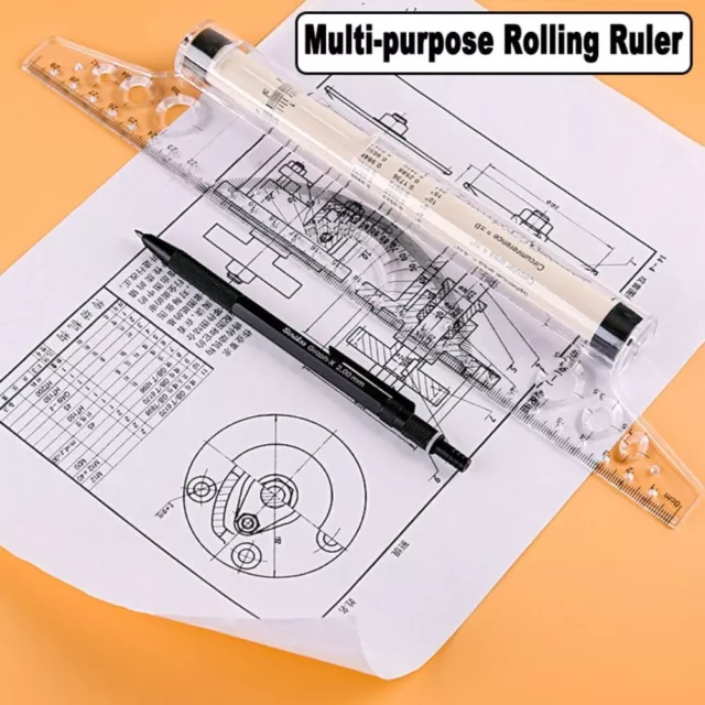 15/30CM Parallel Roller Ruler Plastic Drawing Measuring Tool  Students