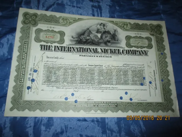 Wertpapier / Aktie  USA  1916 : International  NICKEL  Company , historisch / E