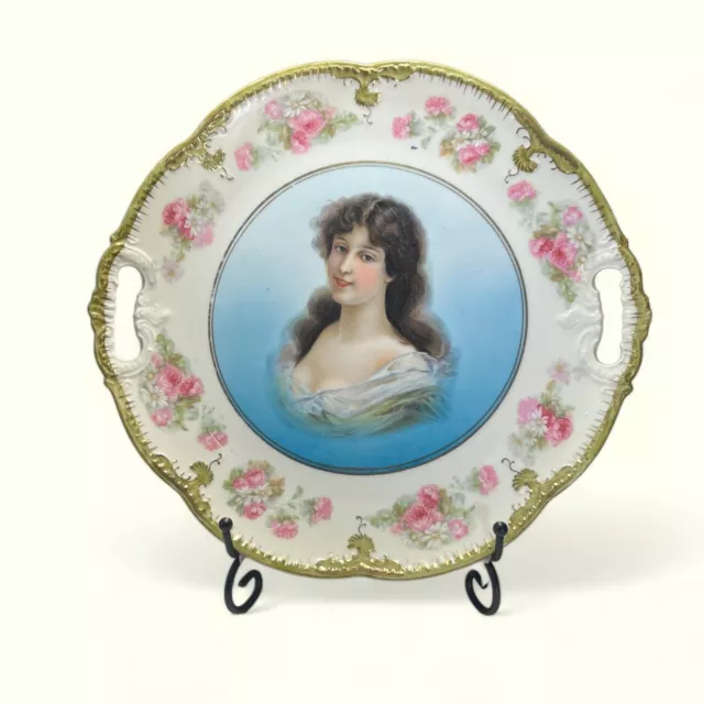 Elbogen Austria Antique Victorian Lady Portrait Porcelain Plate 11"