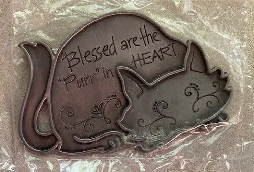 Blessed are the “Purr” in Heart Cat Pewter Christmas Ornament 4.5”x3”