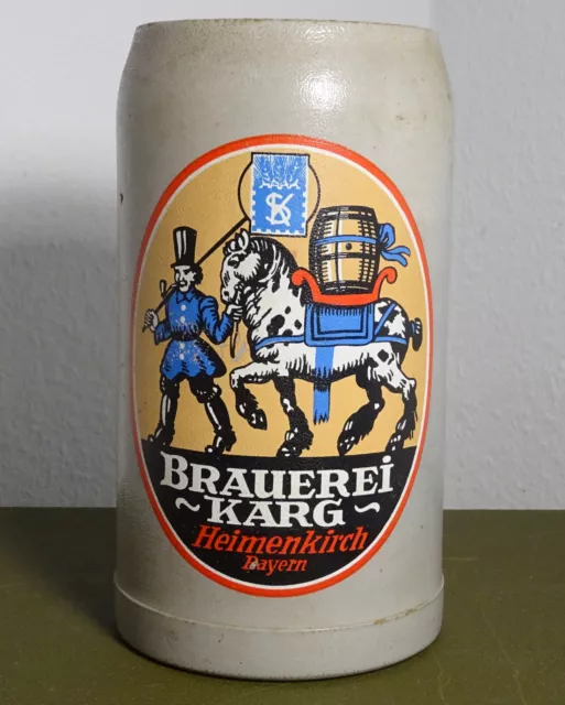Seltener farbiger Bierkrug um 1940 Brauerei Karg Heimenkirch 1L