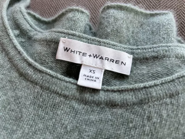 Woman's White + Warren Sage Green Cashmere Sweater