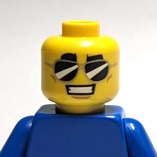 Lego - Minifigure Head - Dual Sided - Sunglasses, Smile, Teeth, Thick Eyebrows