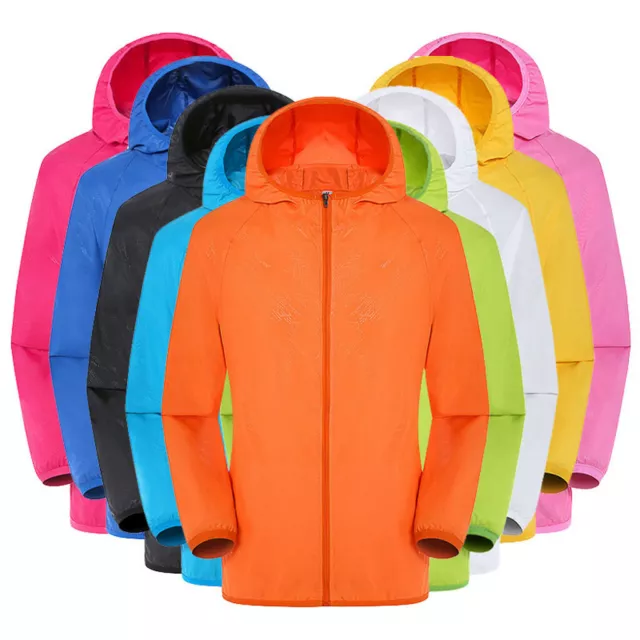 Men Women Jackets Windproof Ultra-Light Rainproof Windbreaker Tops Hooded