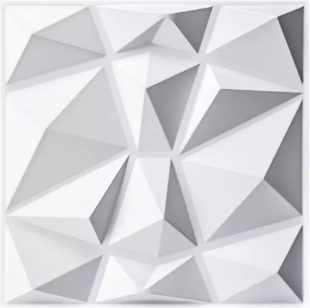 - 33 Pannelli Decorativi 3D a Forma Di Diamante, 30,5 X 30,5 Cm, in PVC Infrangi