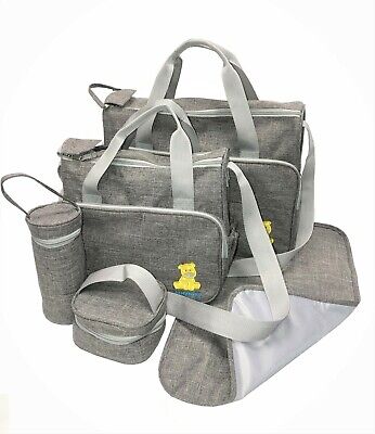 Just4baby 5pcs Waterproof Grey Large Baby Nappy Diaper Changing Bags Bag Mat 508
