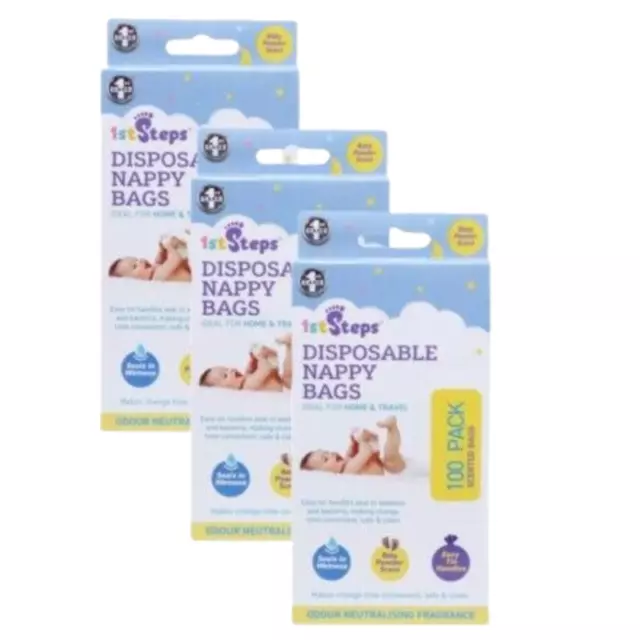 AU 300 Scented Disposable Diaper Bags Nappy Change Baby Powder Scent