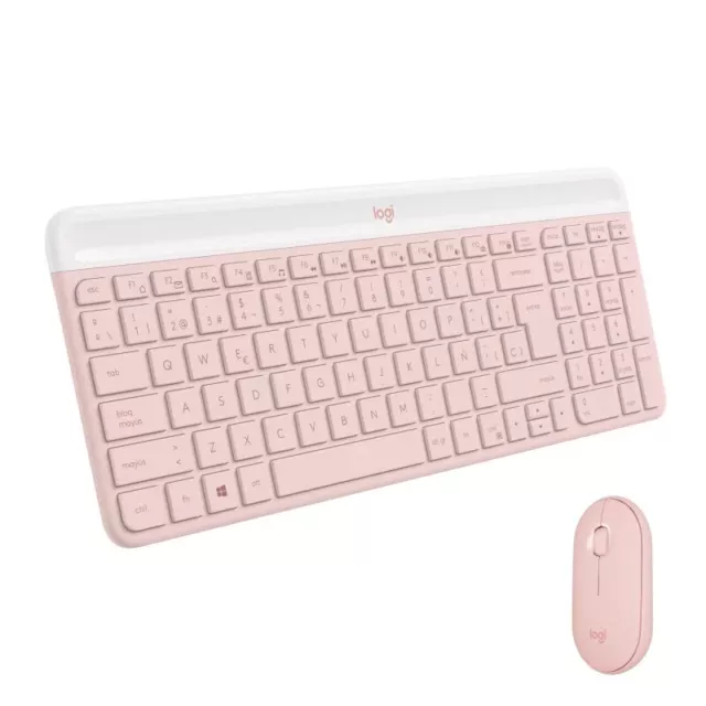 Logitech MK470 Slim Combo Teclado + Ratón Inalámbricos Rosado en español