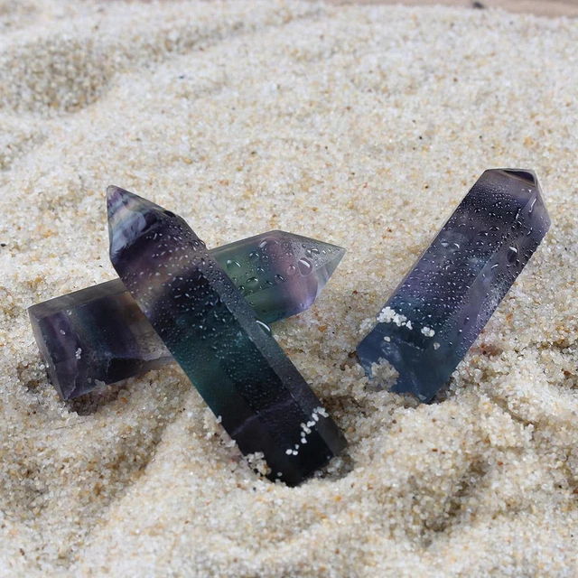 coloré pierre point de guérison crystal baguette gemstone natural fluorite