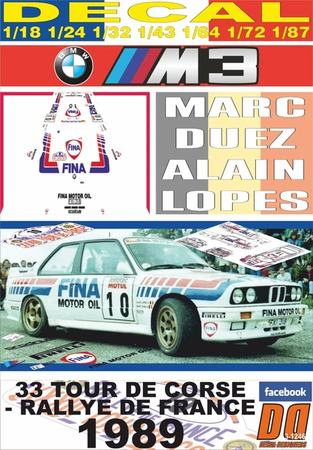DECAL BMW M3 E30 M.DUEZ TOUR DE CORSE 1989 6th (02)