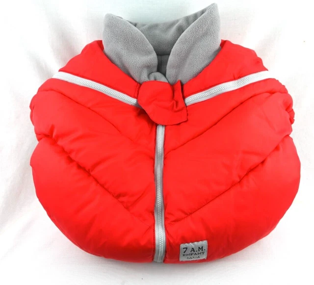 7 A.M Enfant Baby Car Seat Cocoon Red/Grey Zip 0–12 Months Mo Fleece Lining