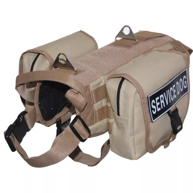 Backpack Dog Harnesses Service Dog Vest Removable 2 Side Bags & label Patches
