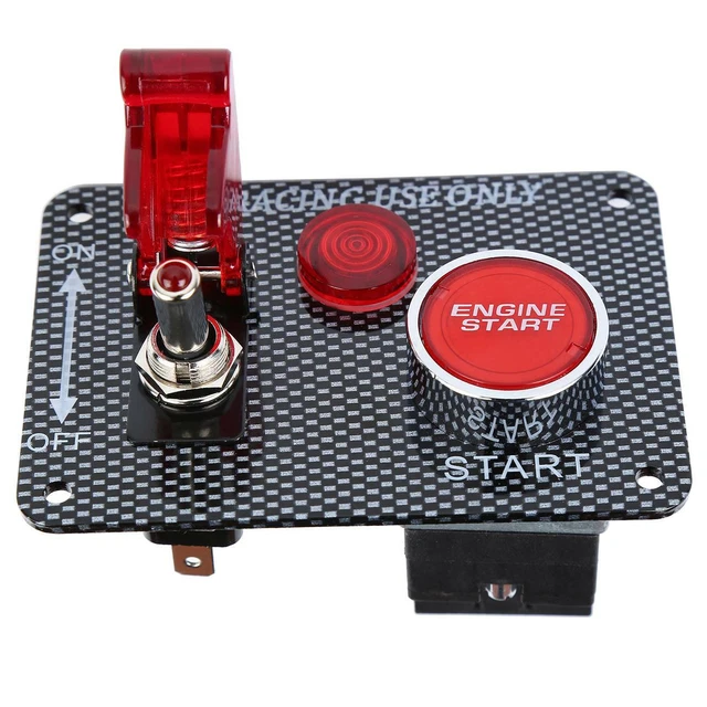 CARBON IGNITION SWITCH Panel Engine Start Push Button LED 12V Toggle