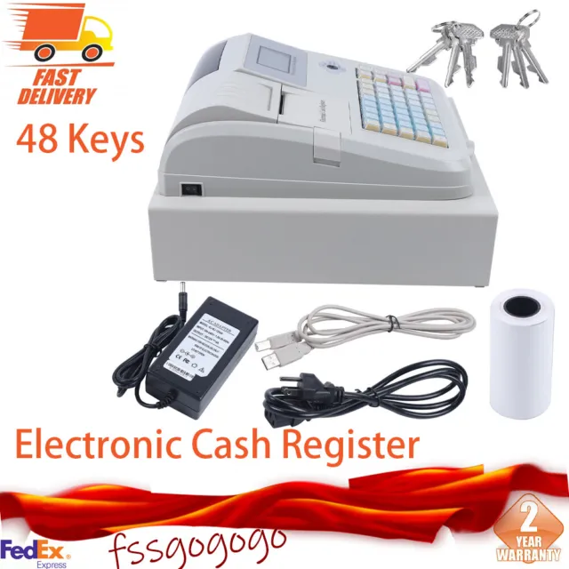 48 Keys Electronic Cash Register POS Cash Machine Supermarket LED Display NEW US