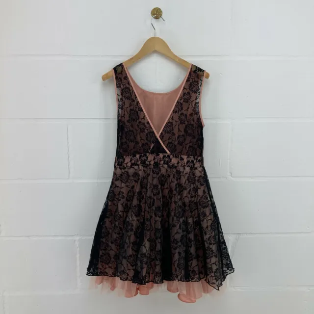 Lipsy London TuTu Dress Floral Mesh Net Black Pink Size 8